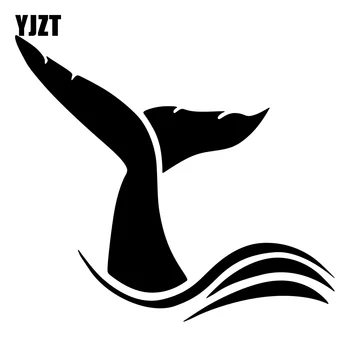 YJZT 17,6 см x 15,7 см Забавное животное Морская рыба Хвост кита Виниловые наклейки на окна Автомобильная наклейка Черный, серебристый цвет