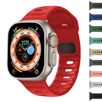 Силиконовый Ремешок Для Apple Watch Band 44мм 45мм 42мм 41мм 40мм 38 sport band браслет iwatch Serise 9 8 7 6 3 se Ultra 2 band 49мм 0