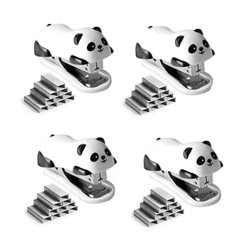Настольный Степлер Panda из 4 предметов, Степлер на 12 Листов, Степлер со Скобой № 10 4000 шт. и встроенным средством для удаления скоб 0