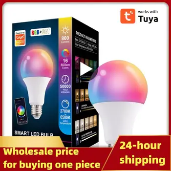 Tuya Smart Led Лампа 10 Вт E27 B22 Tuya Control RGB + CCT Цветная Светодиодная Лампа Работает С Alexa Home Smart Life