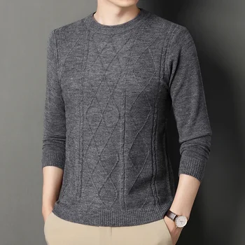 Высококачественный мужской теплый модный повседневный пуловер с длинными рукавами, вязаный свитер, теплые топы, мужские топы