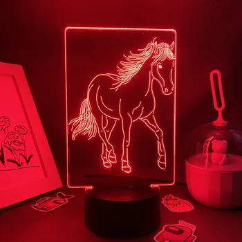Животное Красивая Лошадь 3D Светодиодная Неоновая Лавовая лампа RGB, Милые ночные огни, Красочный подарок для малыша, детский стол для спальни Kawai, декор стола