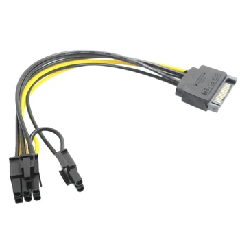 15-контактный разъем SATA к 8-контактному (6 + 2) кабелю питания PCI-E Кабель SATA от 15-контактного до 8-контактного кабеля Провод 18AWG для графической карты (1шт) 0