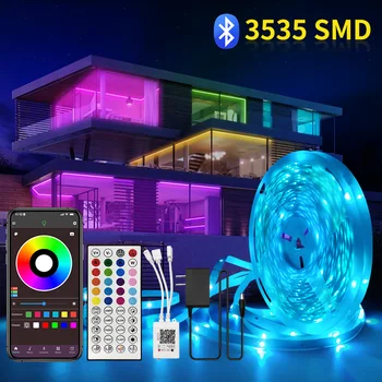 RGB Светодиодные Ленты С Подсветкой Bluetooth Светодиодные Лампы Для Декора Комнаты SMD3535 Гибкая Светодиодная Лента Красочная Диоптрийная Лента Лента TV Home Decor 0