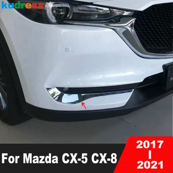 Накладка Для Бровей Передних Противотуманных Фар Mazda CX-5 CX5 KF 2017-2021 CX-8 CX8 2017-2023 Хромированные Накладки Для Век Автомобильных Противотуманных Фар 0