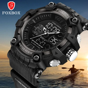 FOXBOX Новые дизайнерские часы для мужчин с силиконовым ремешком и роскошным светящимся водонепроницаемым ЖК-дисплеем Наручные часы Relogio Masculino 2024 0
